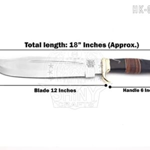 SHINY CRAFTS Hunting Knives 18 Inch Mirror Polished D2 Stainless Steel Crocodile Dundee Knife - Razor Sharp Custom Bowie Knife For Men, Outdoor, Hunting Knife (Steel-HK-19)