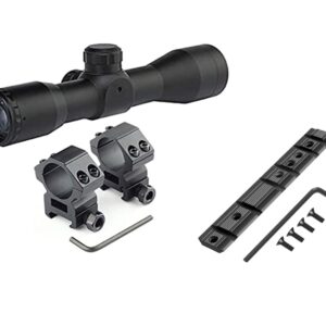 GOTICAL Ruger 10/22 and 3/8" Tactical 4x32 Compact Scope Rangefinder Reticle Hunting Riflescopes Cross-Hair Reticle and Ruger 10/22 Weaver and 3/8" Predrilled Receiver