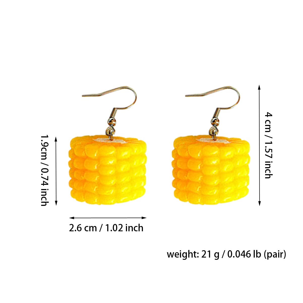 XYAYOU Earring For Women Resin Drop Custom Made Handmade Eardrop Earrings Food Fruit Corn Earrings (corn)