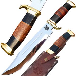 shiny crafts hunting knives 18 inch mirror polished d2 stainless steel crocodile dundee knife - razor sharp custom bowie knife for men, outdoor, hunting knife (steel-hk-19)