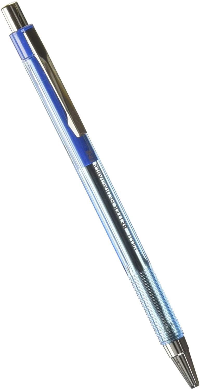 PILOT The Better Ball Point Pen Refillable & Retractable Ballpoint Pens, Fine Point, Blue Ink, 6 PACK