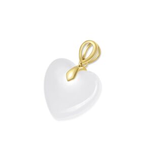 CHOW TAI FOOK Heart Shape Hetian Jade Pendant with 18K Yellow Gold Claws Prong