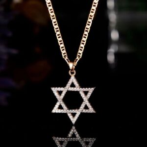 Barzel 18K Gold Plated Crystal Star of David Charm Necklace (20")