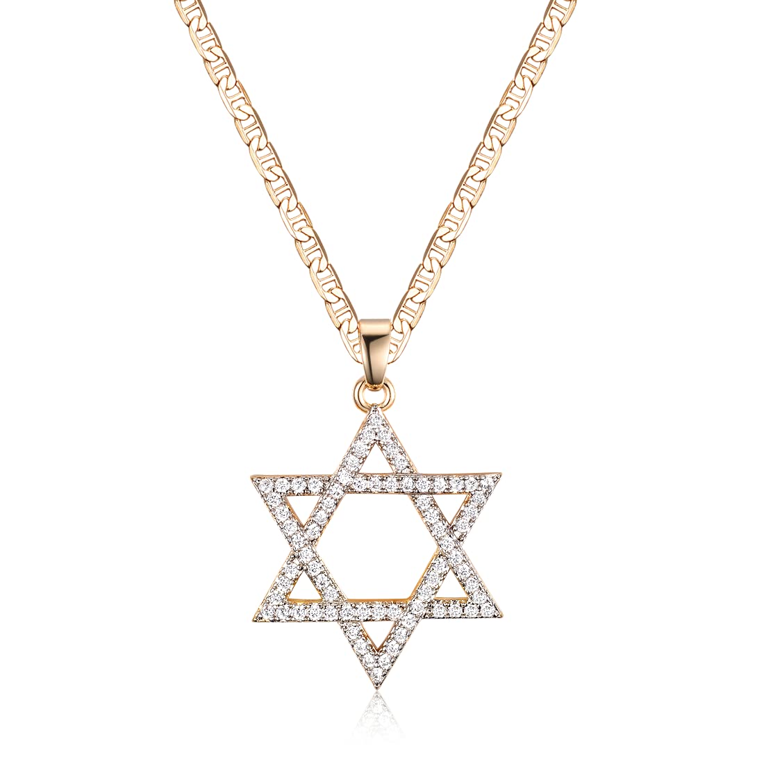 Barzel 18K Gold Plated Crystal Star of David Charm Necklace (20")