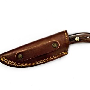 Titan International Knives Damascus Hunting and Skinner Knife | Handmade 1095 4340 Carbon Mix Hand Pounded | Rosewood Handle Fixed Blade Perfect for Hunting and Outdoor Camping with Leather Sheath