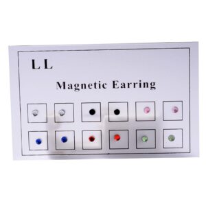 24pcs crystal magnetic stud earrings stainless steel cubic zirconia non piercing tragus magnetic nose stud fake ear nose lip ring clip non piercing jewelry for women men-12pcs 3mm color multicolor