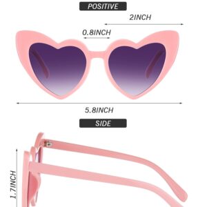 Frienda 9 Pairs Heart Shaped Sunglasses Bachelorette Heart Sunglasses for Women for Bachelorette Party Gift Favors(White Grey, Pink Grey)