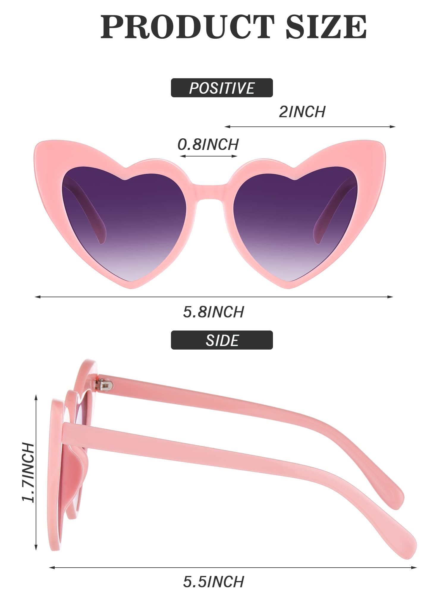 Frienda 9 Pairs Heart Shaped Sunglasses Bachelorette Heart Sunglasses for Women for Bachelorette Party Gift Favors(White Grey, Pink Grey)