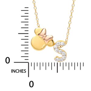 Disney Minnie Mouse Flash Plated Letter S Cubic Zirconia Initial Pendant Necklace, 18"