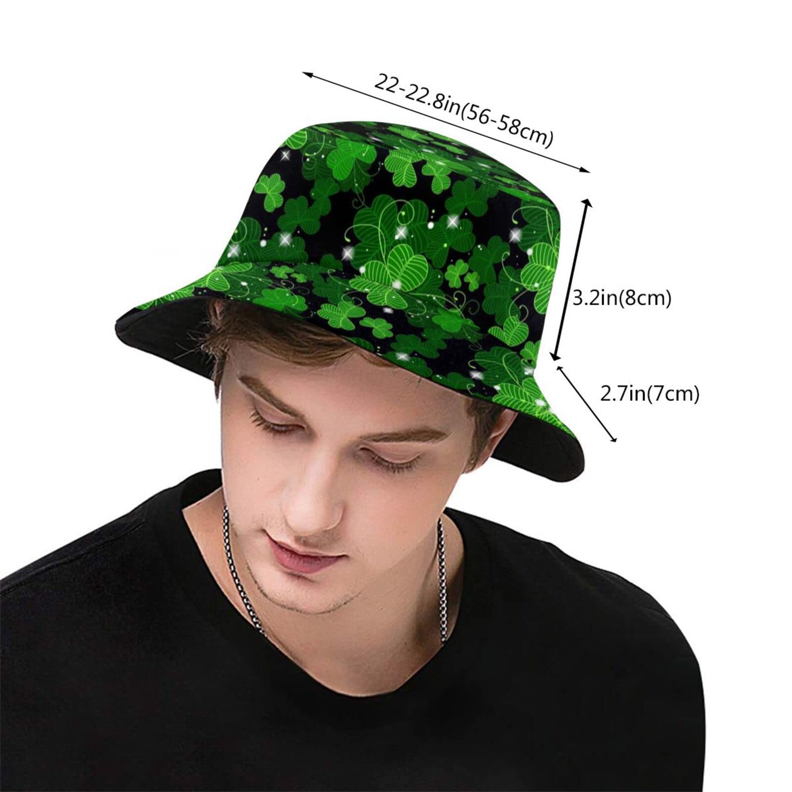 St. Patrick's Day Bucket Hat for Adult Lucky Clover Fisherman Hat Travel Packable Sun Cap Outdoor Hat for Women and Men