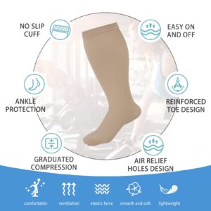 Extra Wide Calf Compression Socks for Women & Men, Plus Size Compression Socks 20-30 mmHg, Knee High Stockings to Prevent Swelling, Pain