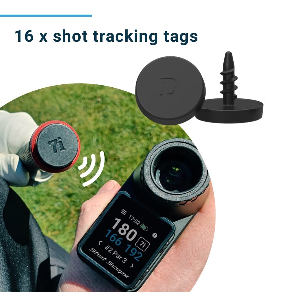 Shot Scope PRO LX+ Laser Rangefinder with Shot Tracking (Blue) - F/M/B Green and Hazard Distances - 100+ Statistics Including Strokes Gained - Adaptive Slope Technology - Red and Black Dual Optics