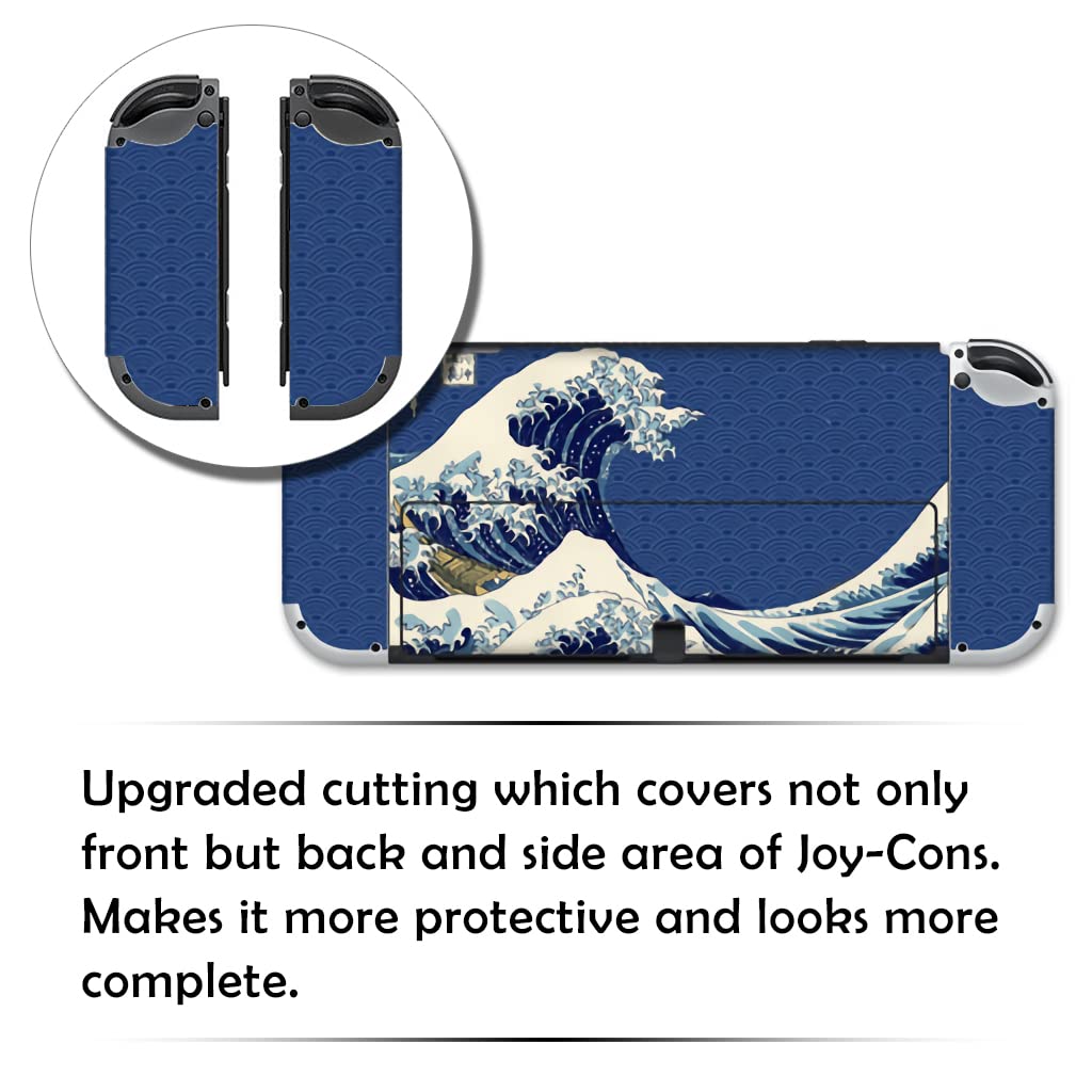 TANOKAY Sticker Wrap Vinyl Decal Pre-Cut Skin | Art Great Wave | Compatible with Nintendo Switch OLED (2021 Model)