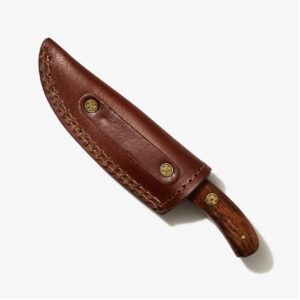 Titan International Knives Damascus Hunting and Skinner Knife | Handmade 1095 4340 Carbon Mix Hand Pounded | Rosewood Handle Fixed Blade Perfect for Hunting and Outdoor Camping with Leather Sheath