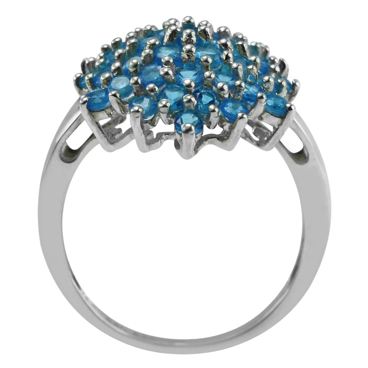 Carillon Art Deco 925 Sterling Silver 2.14 Ctw Neon Apatite Women Thanksgiving Ring (Sterling Silver, 11)