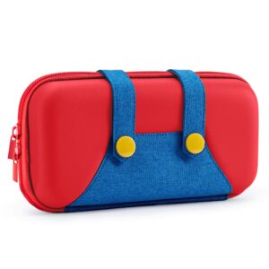 funlab switch case compatible with switch/switch oled, cute portable switch carrying case with 10 game holders - red