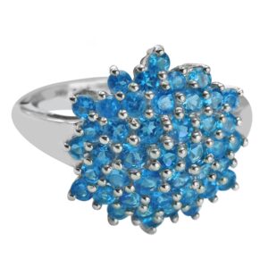 Carillon Art Deco 925 Sterling Silver 2.14 Ctw Neon Apatite Women Thanksgiving Ring (Sterling Silver, 11)