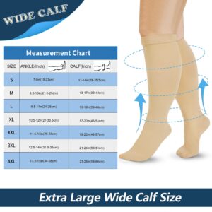 Extra Wide Calf Compression Socks for Women & Men, Plus Size Compression Socks 20-30 mmHg, Knee High Stockings to Prevent Swelling, Pain