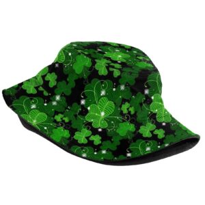 St. Patrick's Day Bucket Hat for Adult Lucky Clover Fisherman Hat Travel Packable Sun Cap Outdoor Hat for Women and Men