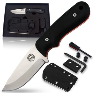 Full Tang Large Survival Knife Kit In Gift Box (Black & Orange) and EDC D2 Blade Neck Knife Bundle