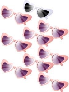 frienda 9 pairs heart shaped sunglasses bachelorette heart sunglasses for women for bachelorette party gift favors(white grey, pink grey)