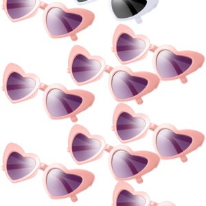 Frienda 9 Pairs Heart Shaped Sunglasses Bachelorette Heart Sunglasses for Women for Bachelorette Party Gift Favors(White Grey, Pink Grey)