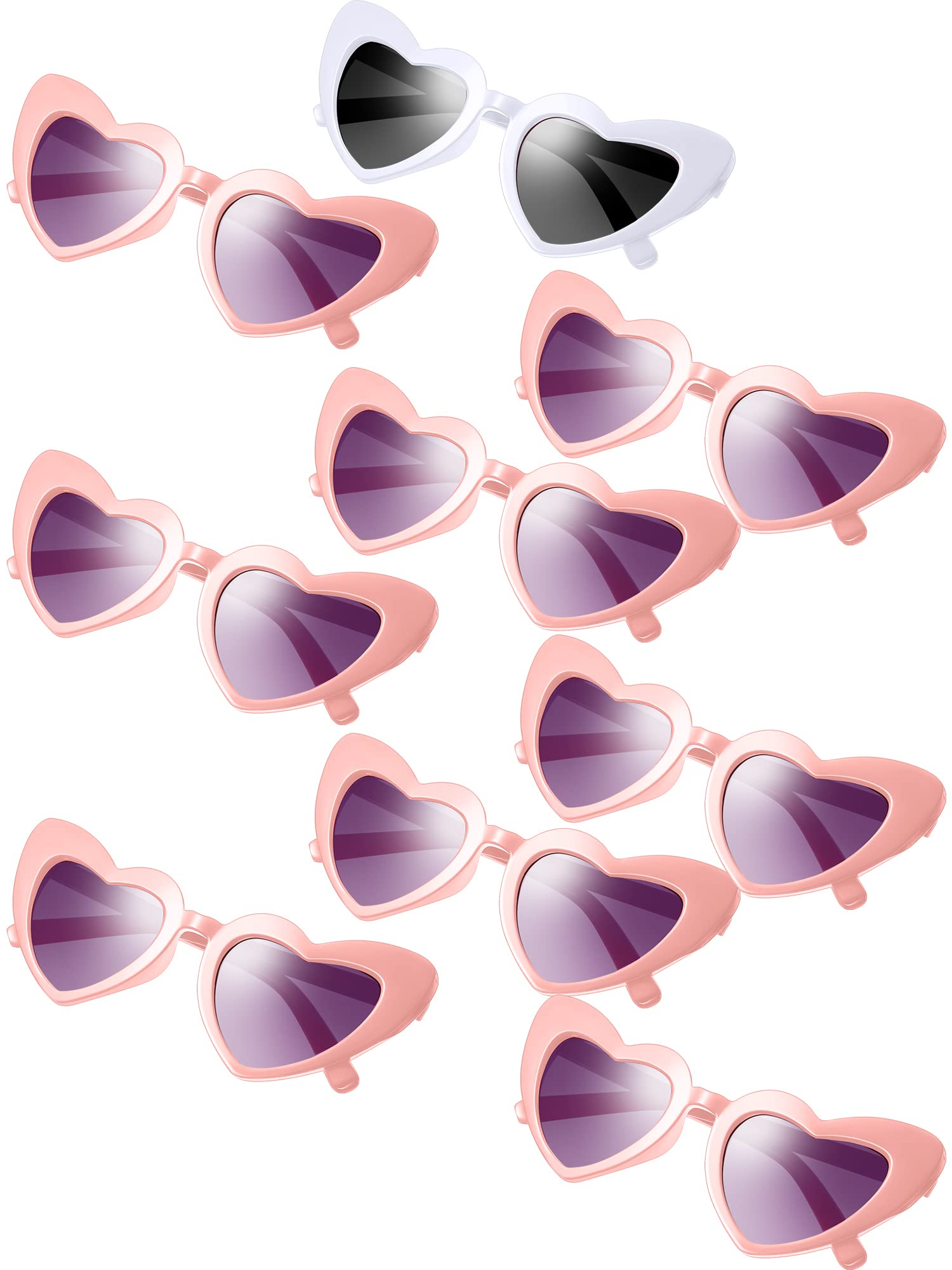 Frienda 9 Pairs Heart Shaped Sunglasses Bachelorette Heart Sunglasses for Women for Bachelorette Party Gift Favors(White Grey, Pink Grey)