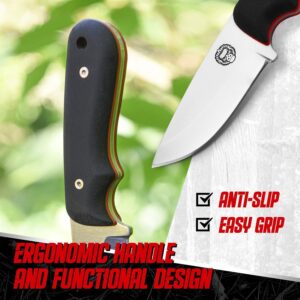 Full Tang Large Survival Knife Kit In Gift Box (Black & Orange) and EDC D2 Blade Neck Knife Bundle