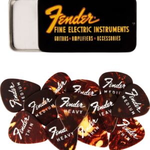 Fender Fine Electric Guitar Picks 351 Shape, 12-Pack Tin