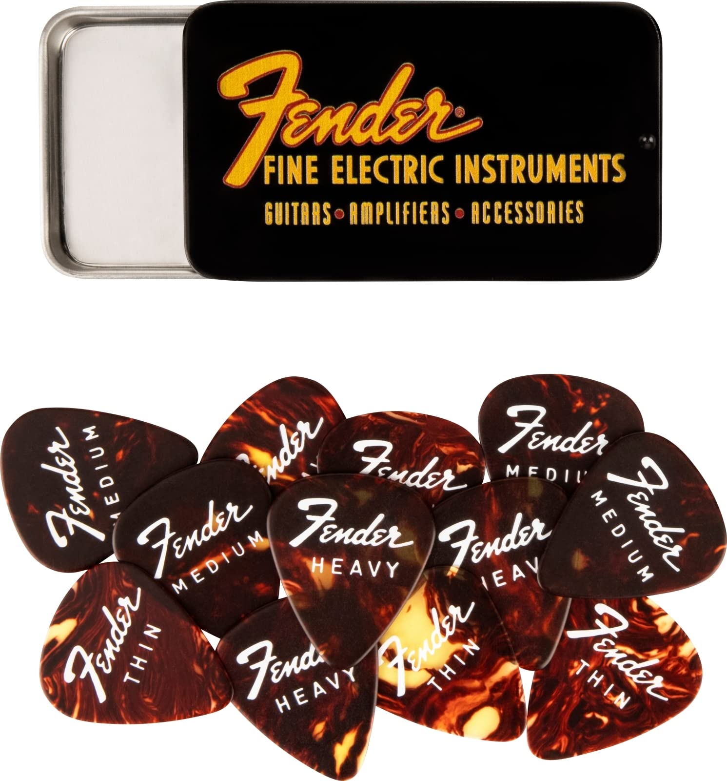 Fender Fine Electric Guitar Picks 351 Shape, 12-Pack Tin