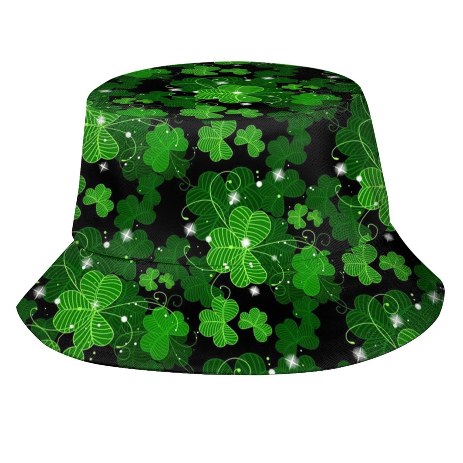 St. Patrick's Day Bucket Hat for Adult Lucky Clover Fisherman Hat Travel Packable Sun Cap Outdoor Hat for Women and Men