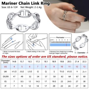 Silver Chain Rings for Women Plain Silver Mariner Link Chain Rings Size 7 for Women Stacked