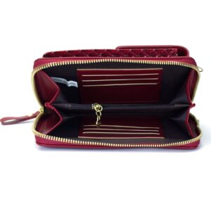 Small Crossbody Bag Phone Purse Handbag Card Zip Wallet Case Woven Leather Casual Daypack Satchel for Women(Glory Red)