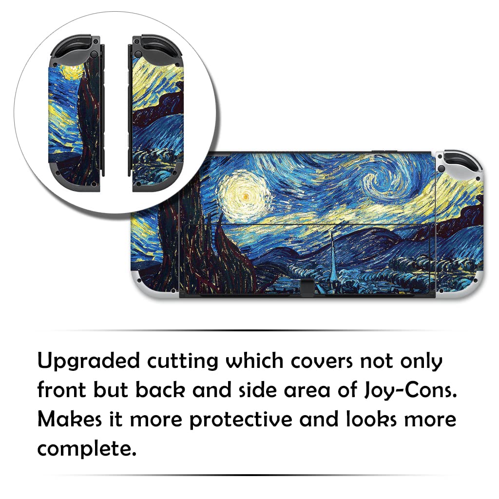 TANOKAY Sticker Wrap Vinyl Decal Pre-Cut Skin | Starry Night by Van Gogh | Compatible with Nintendo Switch OLED (2021 Model)