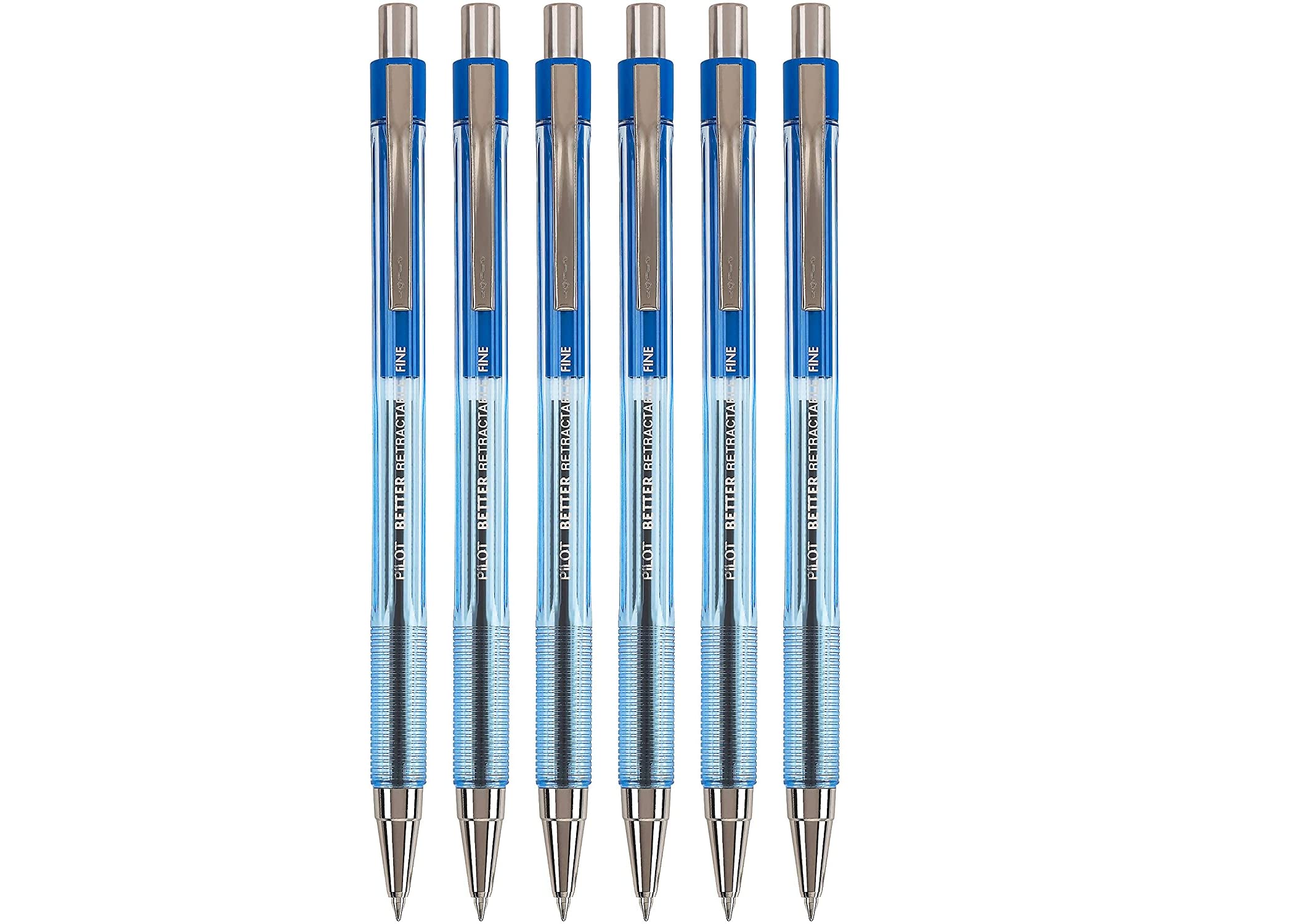 PILOT The Better Ball Point Pen Refillable & Retractable Ballpoint Pens, Fine Point, Blue Ink, 6 PACK