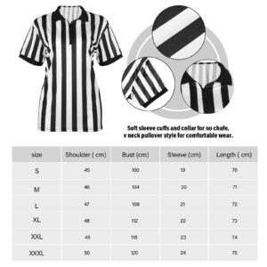 Women Referee Costume Black and White Stripe Ref Shirt Jersey Shorts Referee Hat for Carnival Party Halloween Cosplay Party (Small)