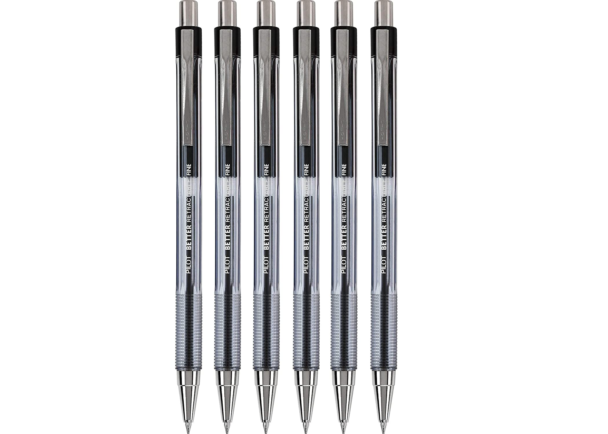 PILOT The Better Ball Point Pen Refillable & Retractable Ballpoint Pens, Fine Point, Black Ink, 6 PACK