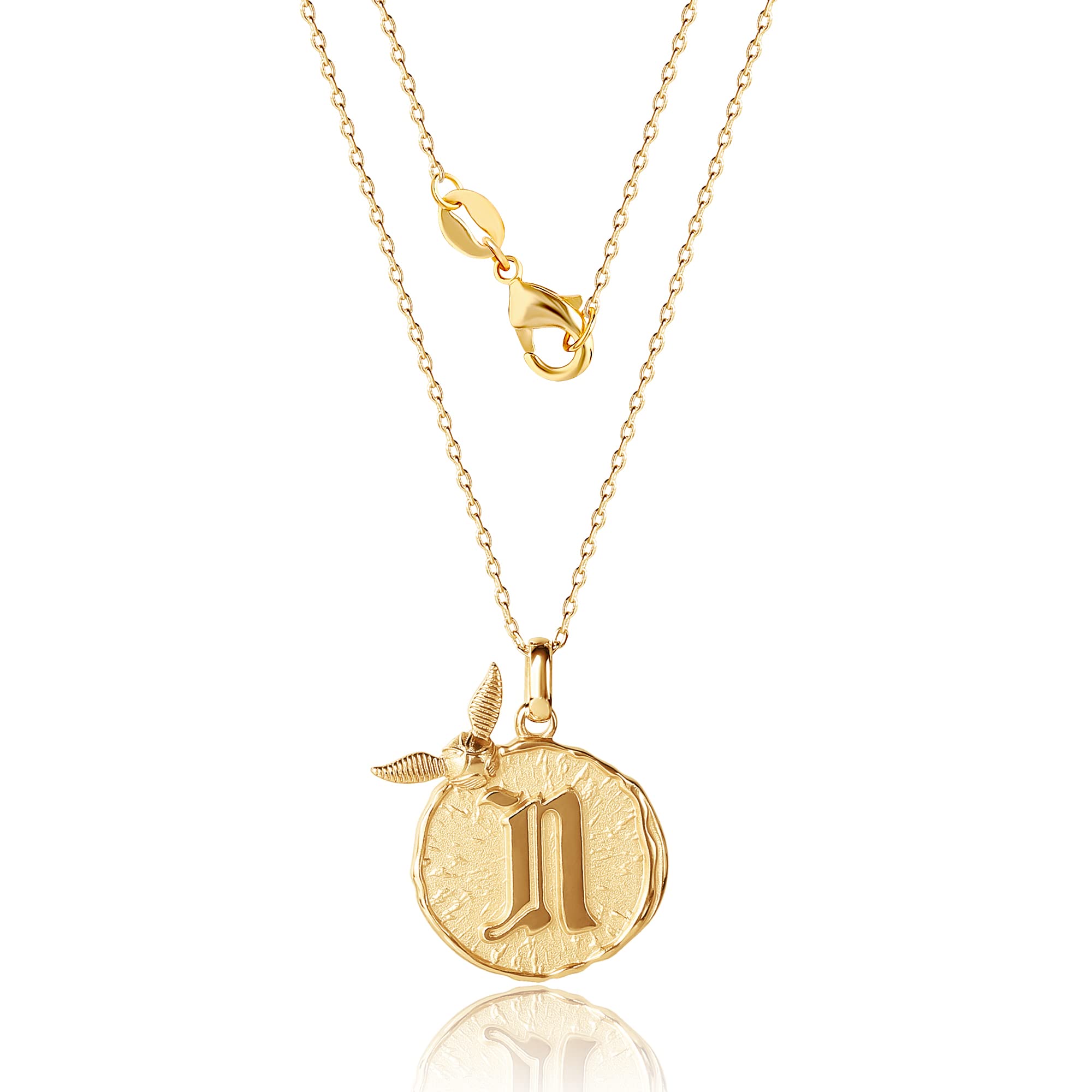 Harry Potter Wizarding World Golden Snitch Initial N Flash Plated Pendant Necklace, 18"