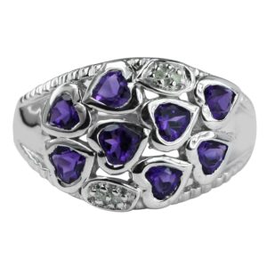 CARILLON Vintage 925 Sterling Silver Natural Amethyst Victorian Style Christmas Ring (Sterling Silver, 7)