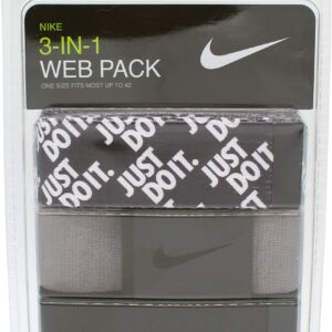 Nike Golf Men's 3-in-1 Web One-Size-Fits-Most Belts, Black/Gray/Just Do It