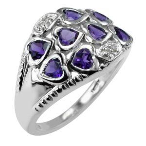 carillon vintage 925 sterling silver natural amethyst victorian style christmas ring (sterling silver, 7)