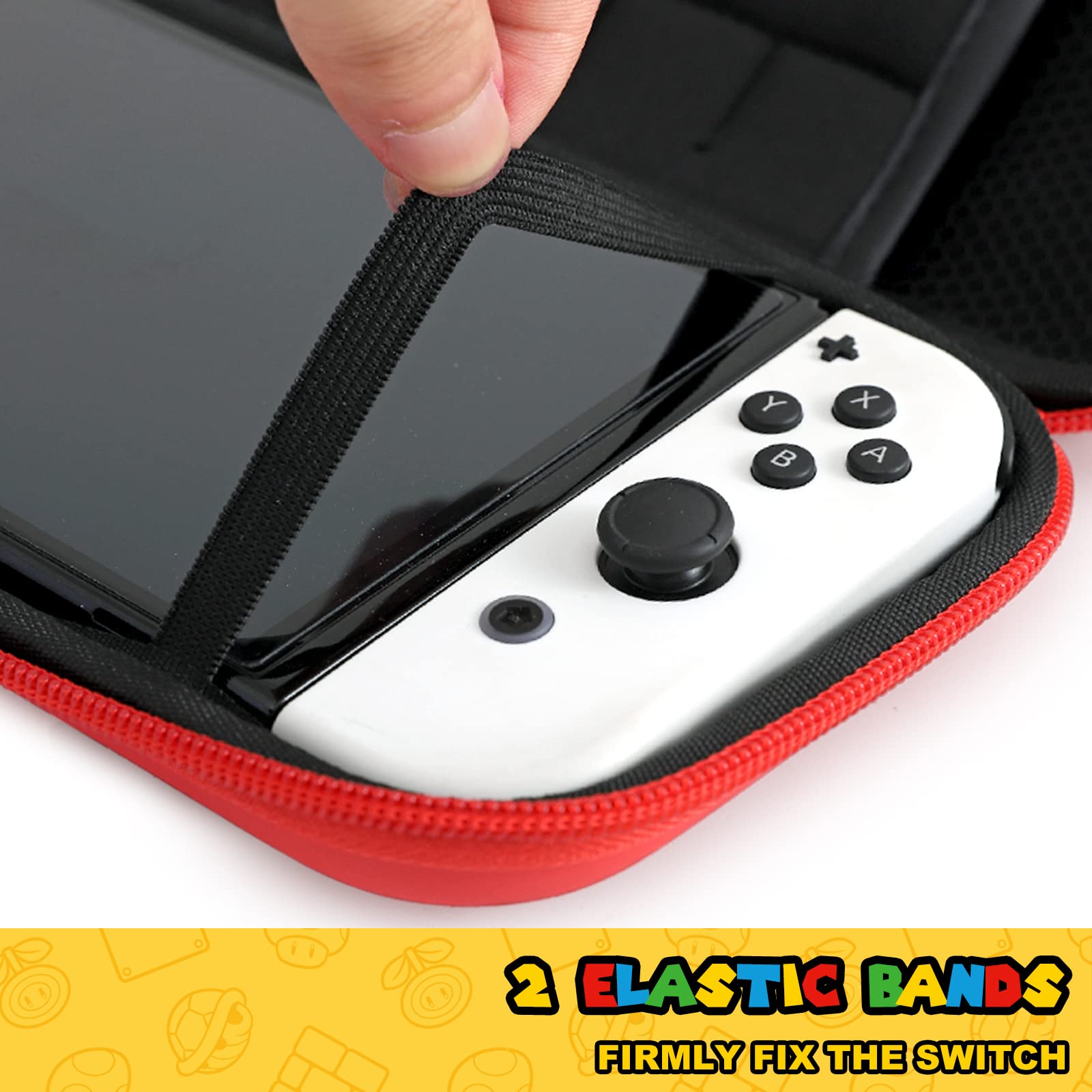 FUNLAB Switch Case Compatible with Switch/Switch OLED, Cute Portable Switch Carrying Case with 10 Game Holders - Red