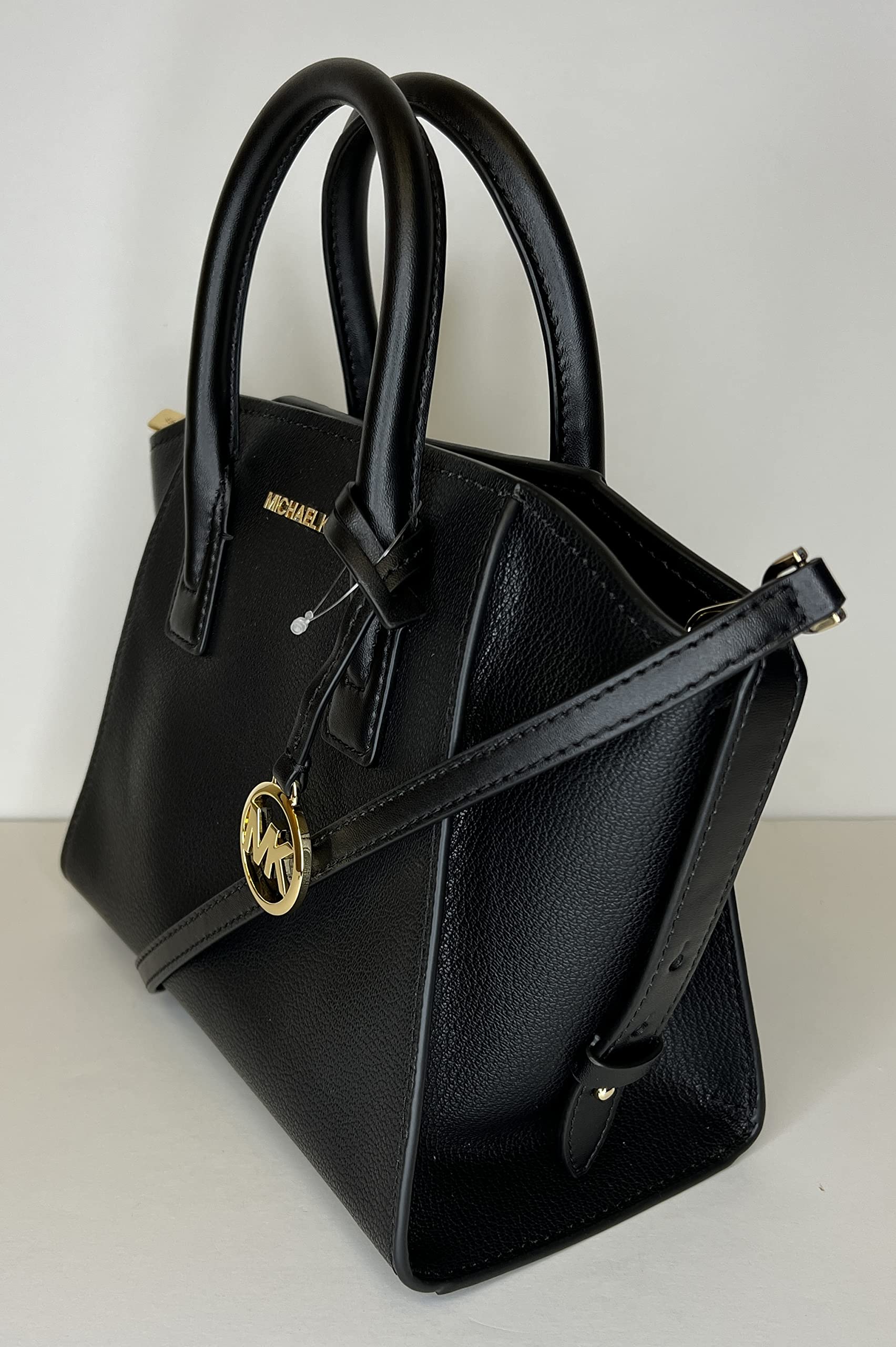 Michael Kors MICHAEL Michael Kors Avril Small Logo Top-Zip Satchel bundled with Trifold Wallet Purse Hook (Black)