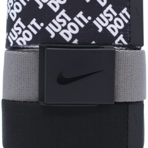 Nike Golf Men's 3-in-1 Web One-Size-Fits-Most Belts, Black/Gray/Just Do It