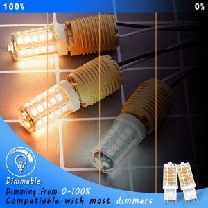 Heifymi G9 LED Bulb Dimmable 5W 2700K Soft Warm White, Replace G9 40 Watt Halogen Equivalent, AC120V G9 Bipin Base LED Bulbs for Chandelier Light, 0-100% Dimmable, No Flicker, 400LM(6pack)