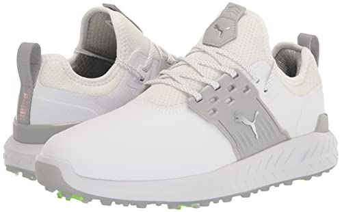 PUMA Men's Ignite Articulate Golf Shoe, White Silver/High-Rise, 10.5