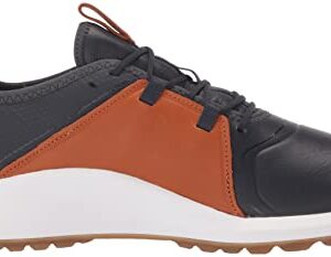 PUMA Men's Ignite Fasten8 Crafted Golf Shoe, Navy Blazer/Gold/Leather Brown, 9.5