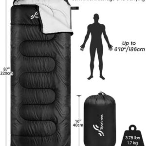 Sleeping Bags for Adults, Sportneer Sleeping Bag 3-4 Season Warm Weather Waterproof Lightweight Camping Sleeping Bag for Camping Backpacking Hiking Outdoor Travel