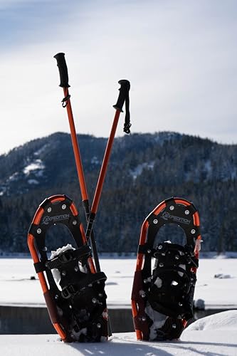 Lightweight Aluminum Frame Snowshoes with Dual Ratchet Bindings, Nylon Heel Strap, HDPE Decking, Includes Heavy Duty Carry Bag, Available in Adult and Kids Sizes