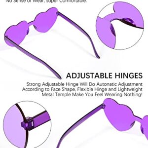 Weewooday 30 Pairs Heart Shaped Rimless Sunglasses Transparent Heart Glasses Candy Color Frameless Sunglasses Tinted Trendy Eyewear Party Favors